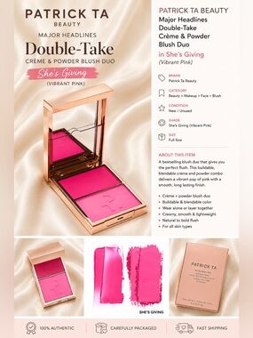 PATRICK TA Major Headlines Double-Take Crème & Powder Blush Duo She’s Giving